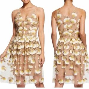 Dress the Population Yellow Floral Midi Dress